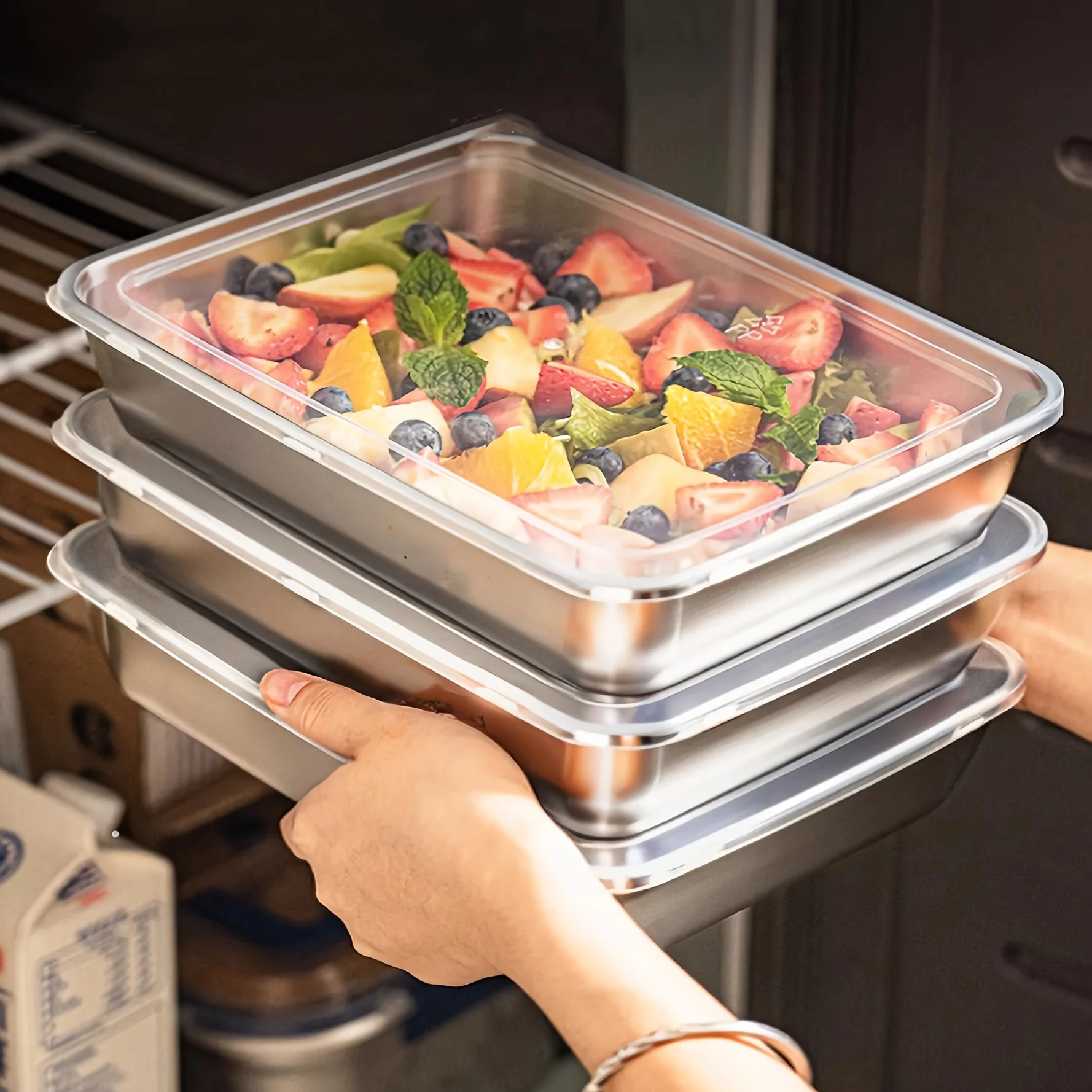 3pcs Stainless Steel Food Cont - Food Storage Meals ulasan dan harga