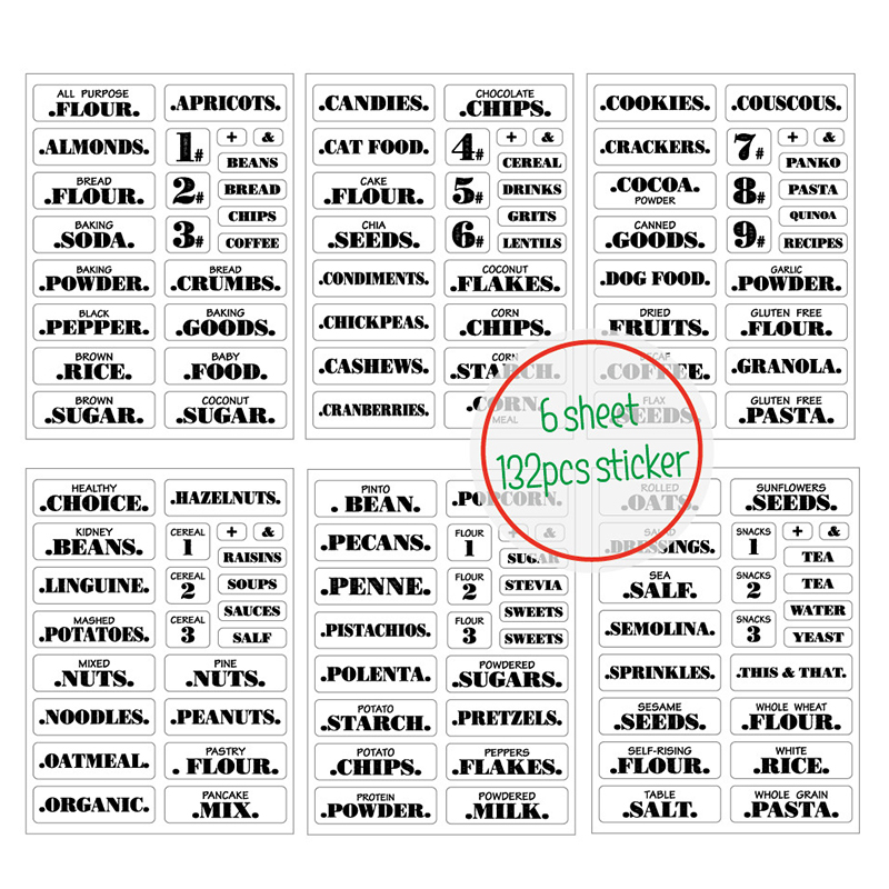 132pcs Kitchen Food Stickers W - Food Storage Labels ulasan dan harga