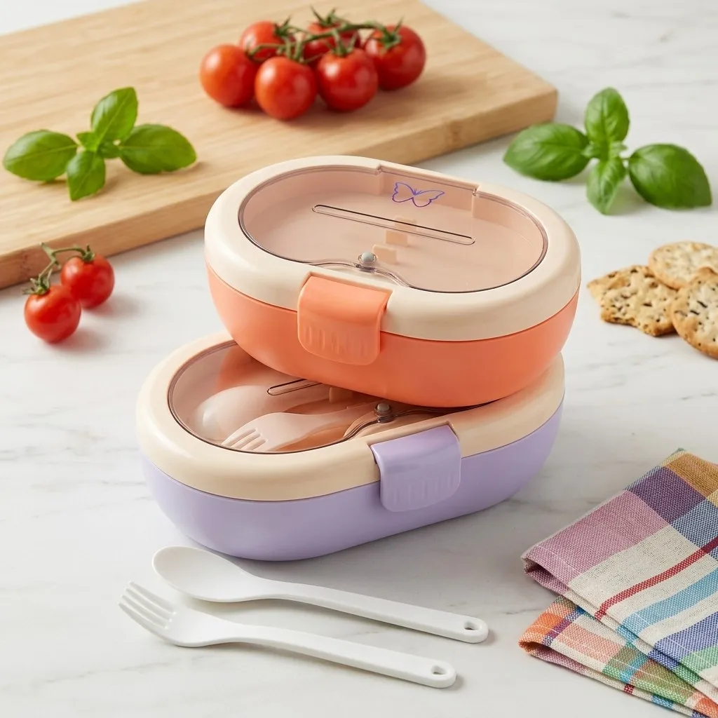 Plastic Bento Lunch Box with C - Food Storage With Dividers ulasan dan harga